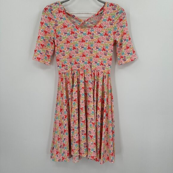 Dot Dot Smile Girl's Ballerina Skater Dress sz 11 NWT Short Sleeve Colorful Bows - Picture 7 of 9